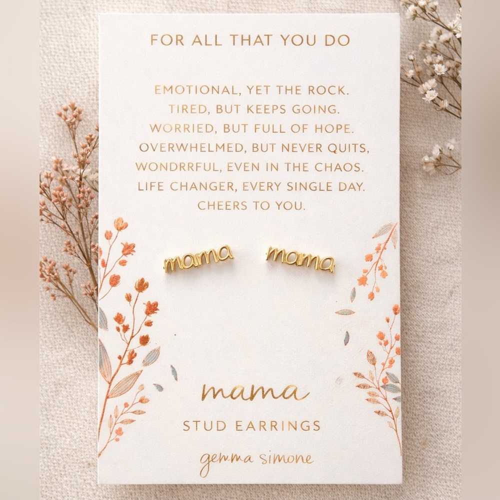 Mother’s Day Gold 'MAMA' Earrings by Gemma Simone